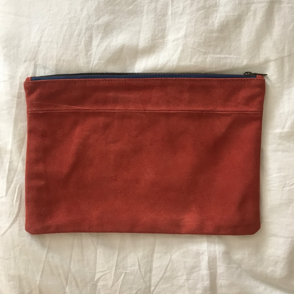 Suede leather clutch